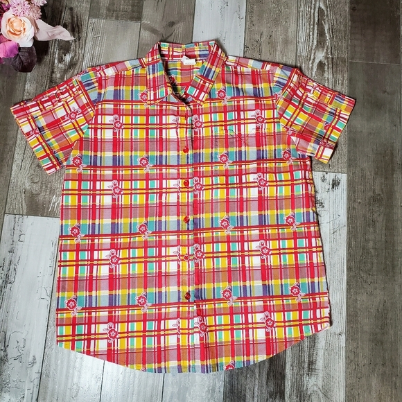 Vintage 1990s Adeiau Delafield Plaid Button Up Camp Shirt Women's Size Large - Picture 16 of 16